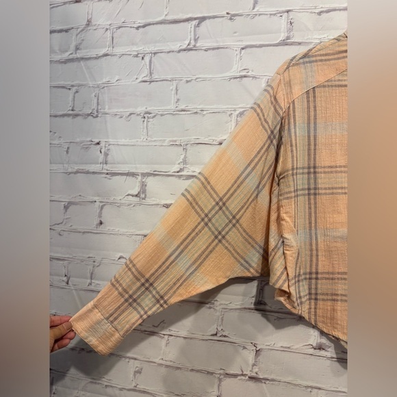 Free People Cropped Cutie Plaid Button Down Shirt Women’s Size Small - Picture 6 of 9